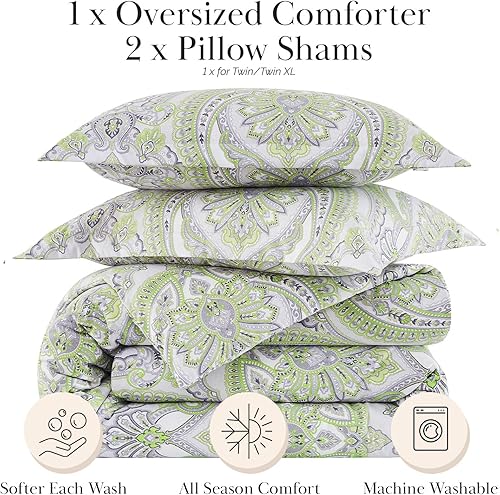 Miniatura 48 de Southshore Fine Living, Inc. Juego de edredón de 2 piezas, tamaño individual, juego de edredón floral con funda de almohada, pájaros y flores