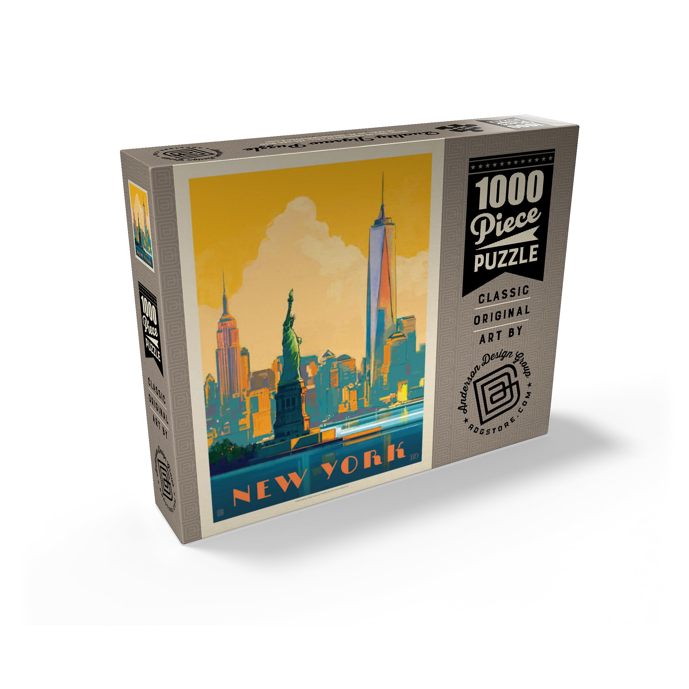 New York City : Skyline Glow, Affiche vintage – Puzzle de 1000 pièces de qualité supérieure pour adultes