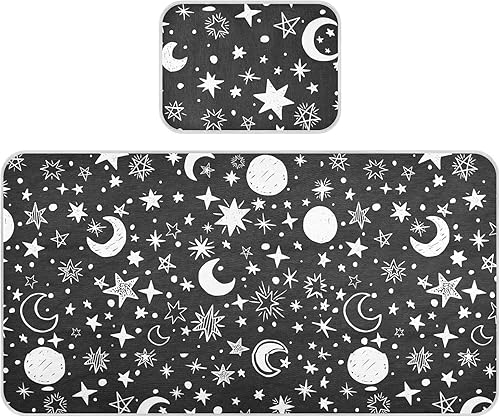 Miniatura 1 de Doodle Stars Moon Crib Mattress Protector Cooling Mattress Topper Mini Crib Mattres Pad Cover Ice Silk Cooling Pad & Pillow Play Mat Washable &