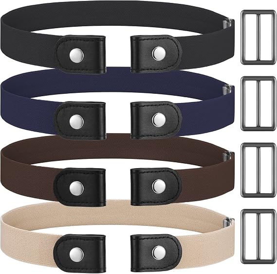 Heyu-Lotus 4 Stück Schnallenfreier Gürtel Damen Elastischer Gürtel Ohne ...