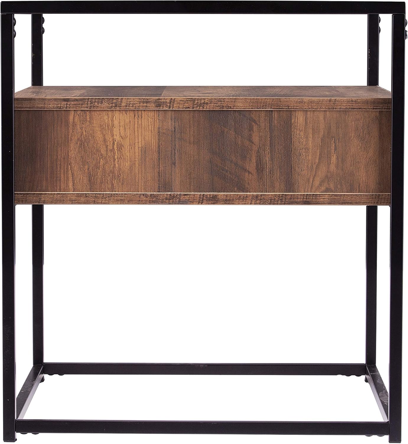 SEI Furniture - Olivern Glass Top End Table with Storage - Transitional Design, Black Glass and Wood - Ideal for Living Room, Bedroom (OC1014106)