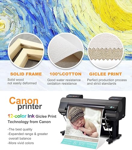 Miniatura 4 de Niwo ART (TM - Bebé niño, foto personalizada de recién nacido a lienzo - Impresión artística de pared de estadísticas de nacimiento - Imagen