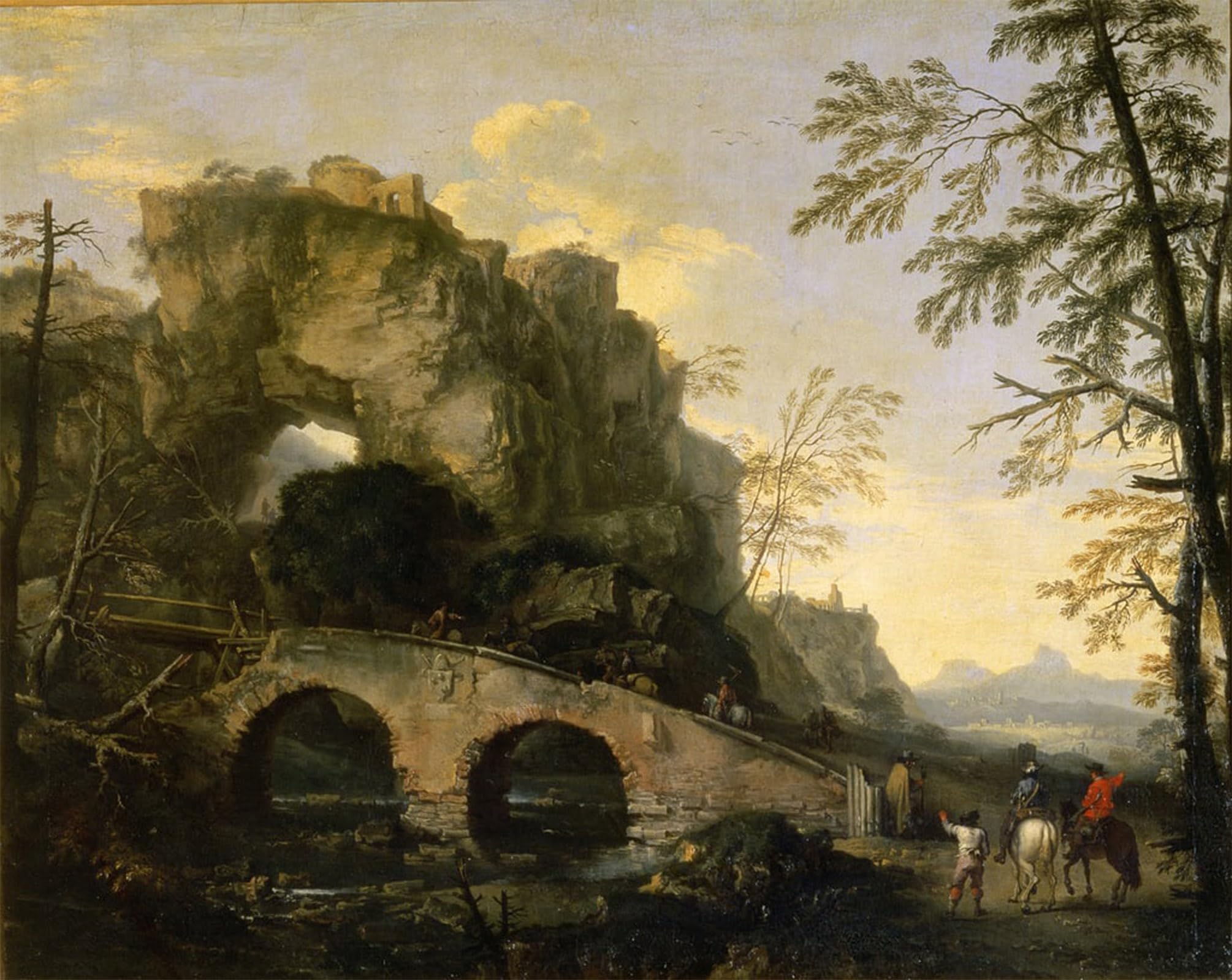 POSTERIIk Famous Animal Posters Vintage Picture Landscape with a Dilapidated Bridge by Salvator Rosa Modern Wall Decor for Home Decor 60x90cm
