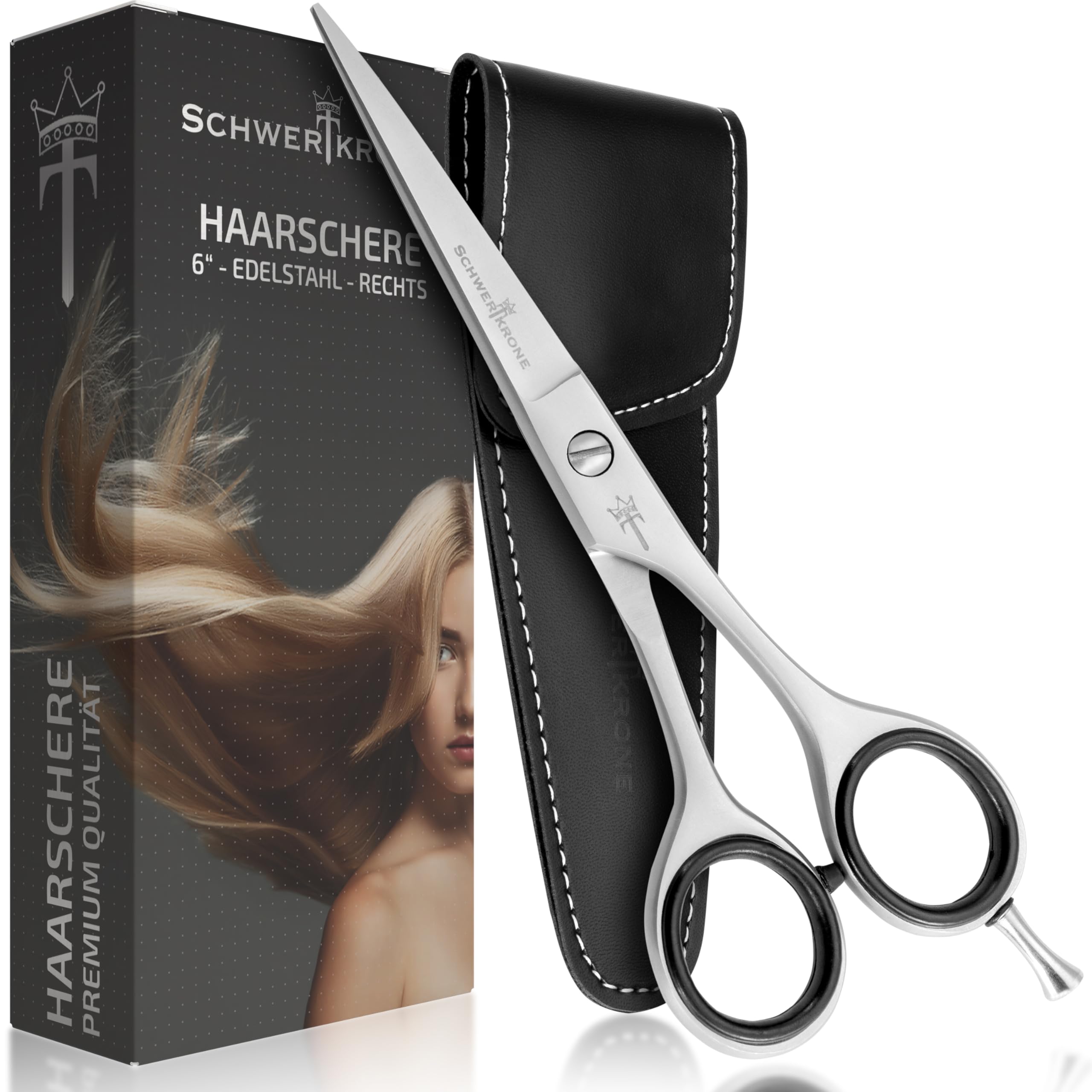SCHWERTKRONE Forbici da Parrucchiere di Alta Qualità - Prodotte in Germania con Micro-Dentatura per un Taglio Preciso - Adatto per capelli e barba