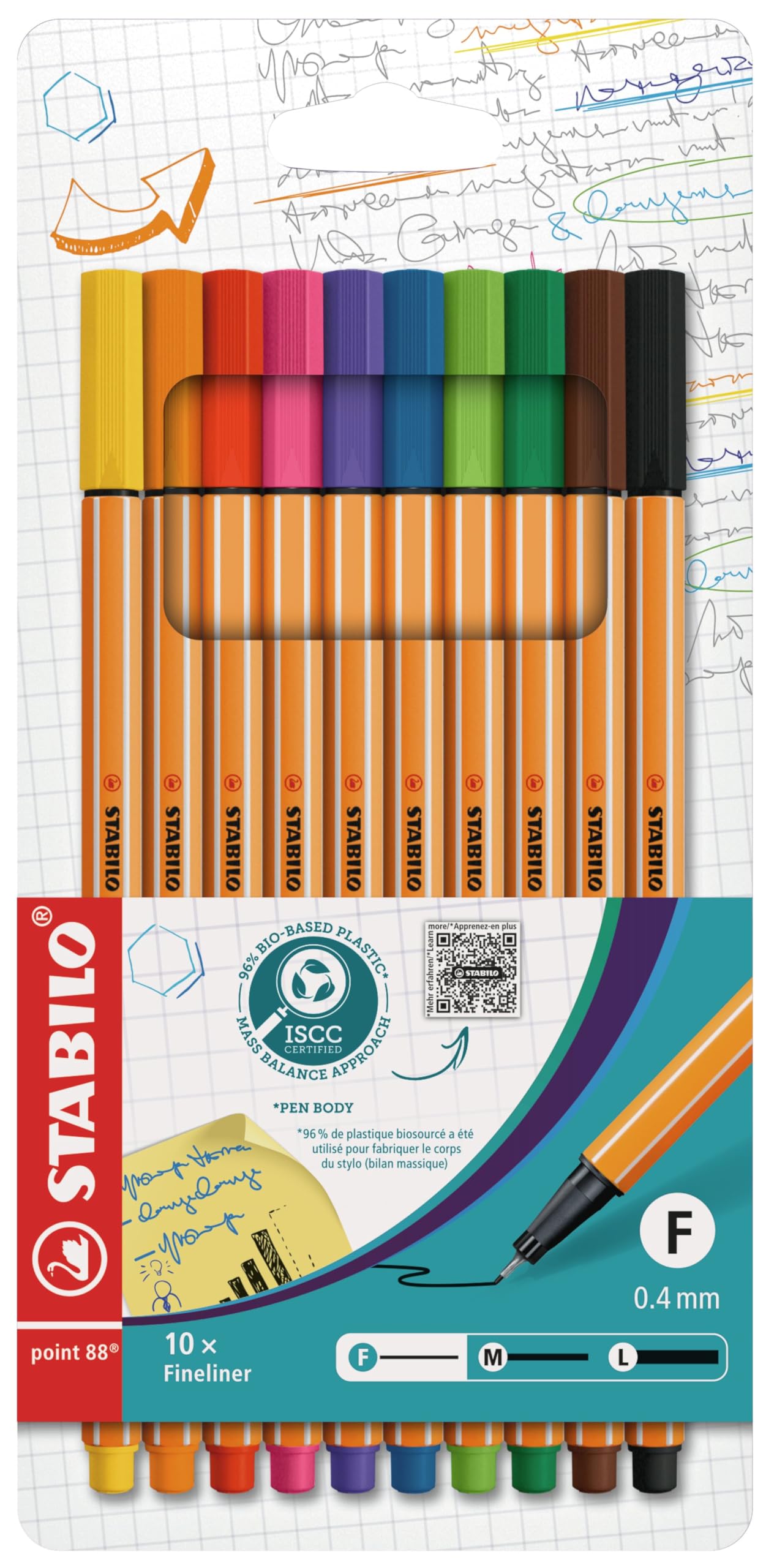 STABILO point 88 - Fineliner - Pack of 10 - Assorted Colours