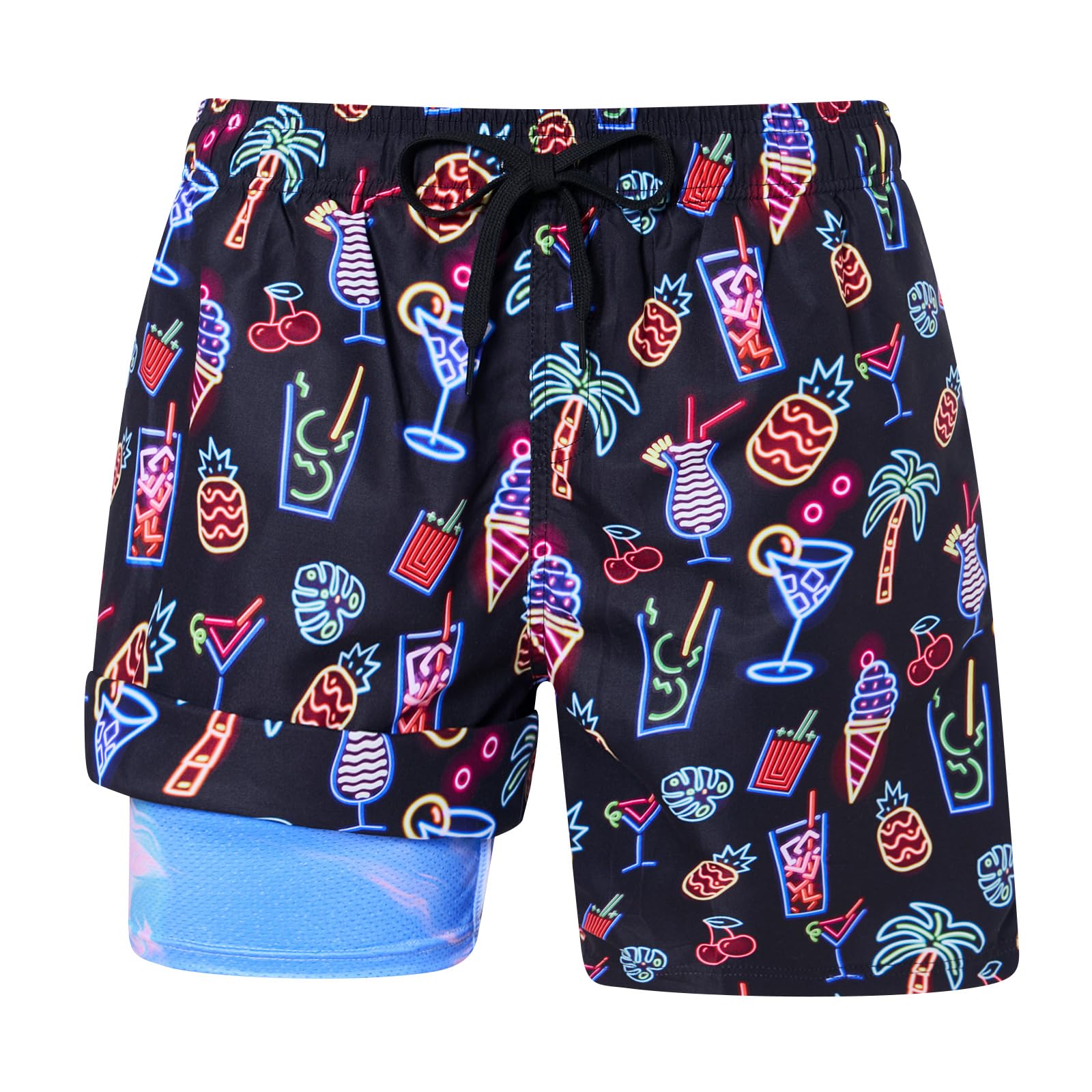 Mens Swim Trunks with Compression Liner Swimming Shorts 7 Inch Inseam Waterproof Quick Dry Beach Sport Shorts M-XXL-image-21