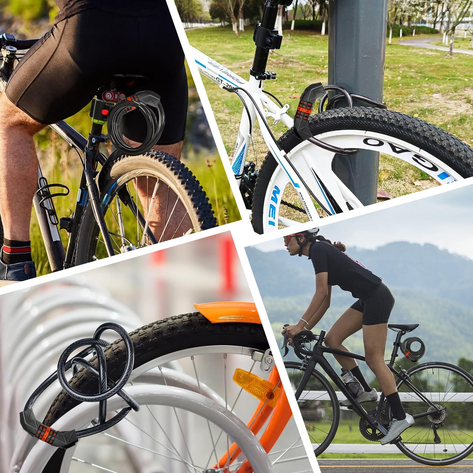 Lucchetto per Bicicletta Lucchetto 110cm/11mm Anti Taglio Antifurto a Spirale per Biciclette Numerica a 5 Cifre per Bicicletta Veicolo Elettrico Moto Trolley Serratura della Porta