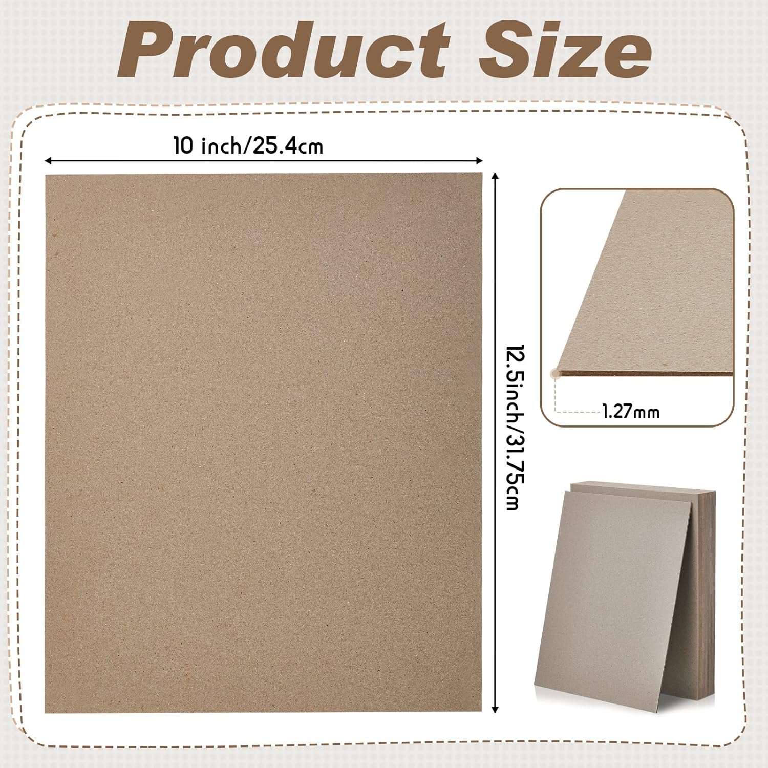 50 Pcs Book Board, Binders Board Chipboard Designer Bookboard Kraft Heavy Duty Chipboard Sheets Bookbinding Supplies for Book Binding Cover (Gray,12.5 x 10 Inch, 50 PT)