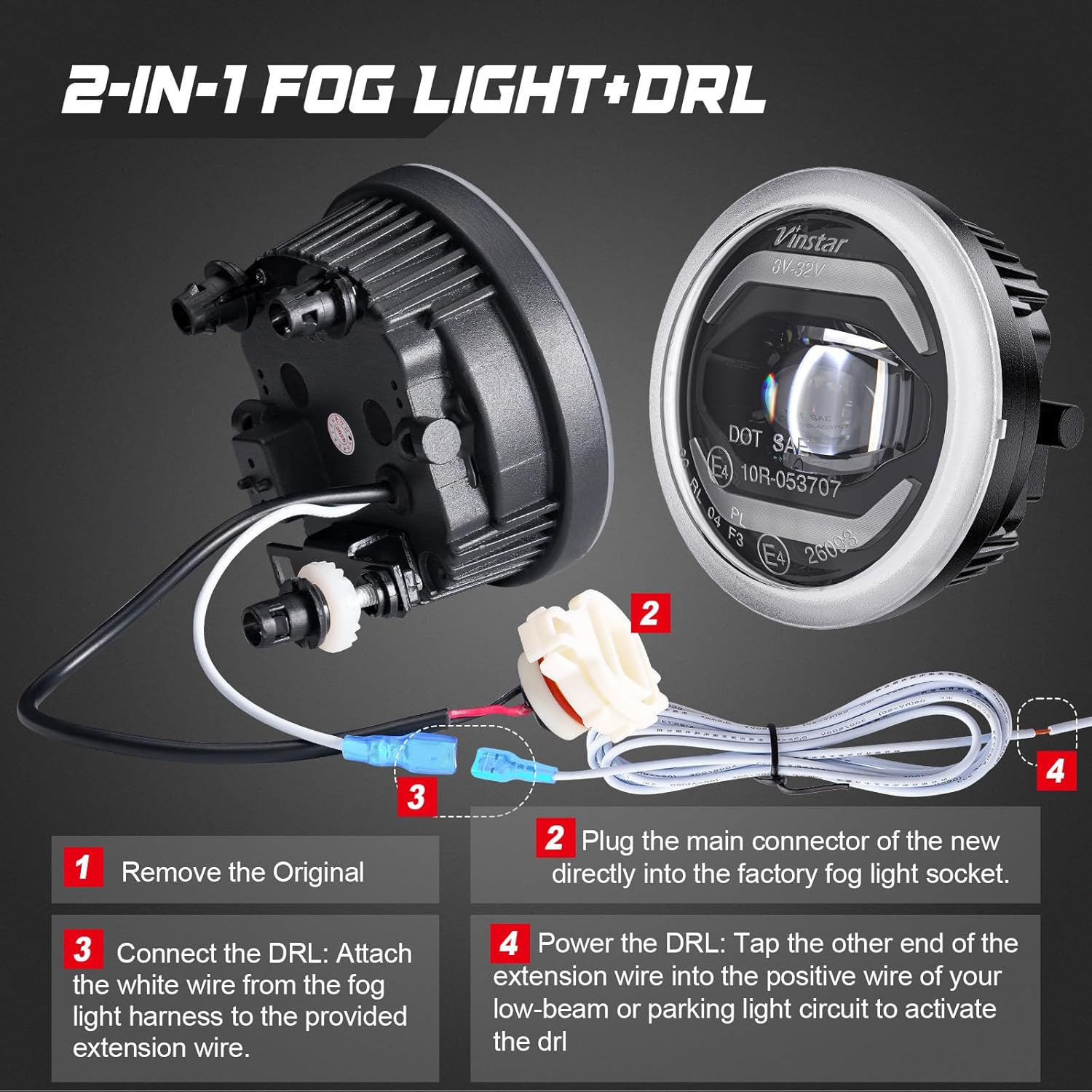 LED Fog Lights Fits for 07-14 Tahoe Suburban Yukon Avalanche, 14-17 Silverado Sierra, 15-19 Colorado Round DRL Light Fits for 07-12 Acadia, 07-10 Escape, Explorer, Mustang (15839896 GM2590104)