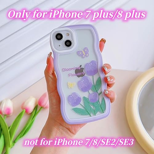 Miniatura 2 de UICEAM Funda compatible con iPhone 7 Plus8 Plus con diseño floral para mujeres y niñas, diseño estético de flores onduladas, suave a prueba de