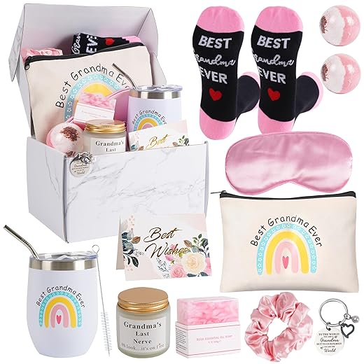 12 Pieces Grandma Birthday Gift Box Best Grandma Gifts Box, Grandma Christmas Gifts from Grandchildren, Great Grandma Gifts Christmas Gifts Thoughtful Gifts from Granddaughter/Grandchildren/Grandson