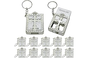 12 Spanish First Holy Communion Party Favor Mini Bible Keychain Religious Keyrings