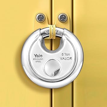 Yale Valor Series Disc Padlock | SS304 Body with Chrome Finish | Size 90mm | 4 Keys (Pack of 1)