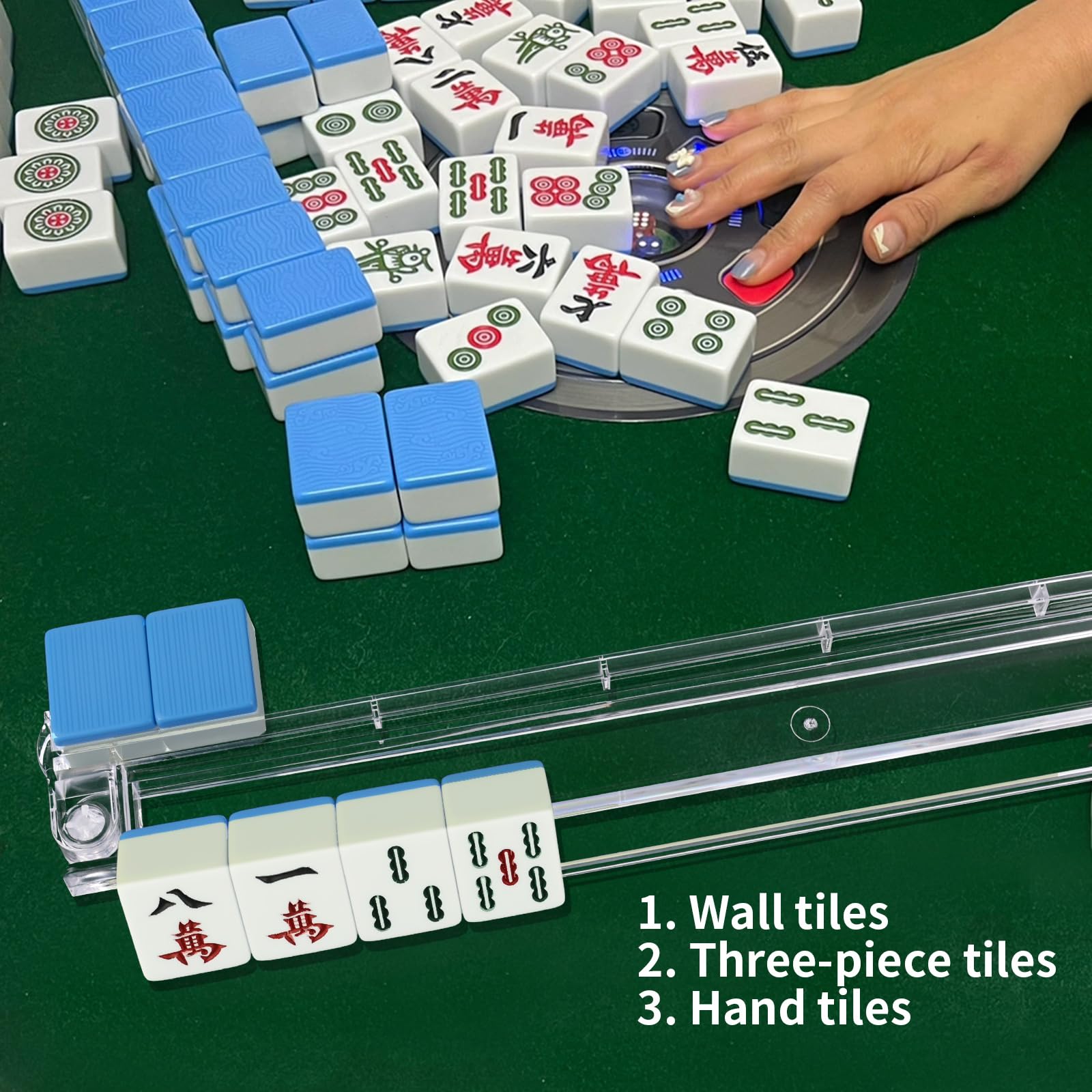 4pcs Supports de Mahjong avec Poussoirs, Organiseur de Tuiles et Poussoirs en Acrylique Transparent pour Dominos Accessoires Jeu Société