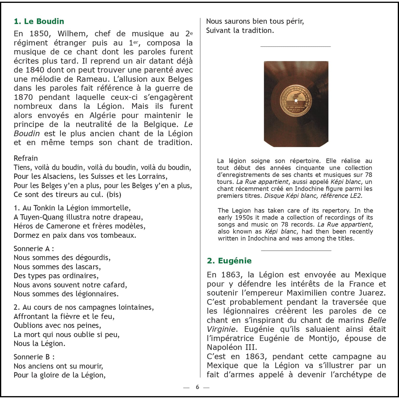 Chants des légionnaires