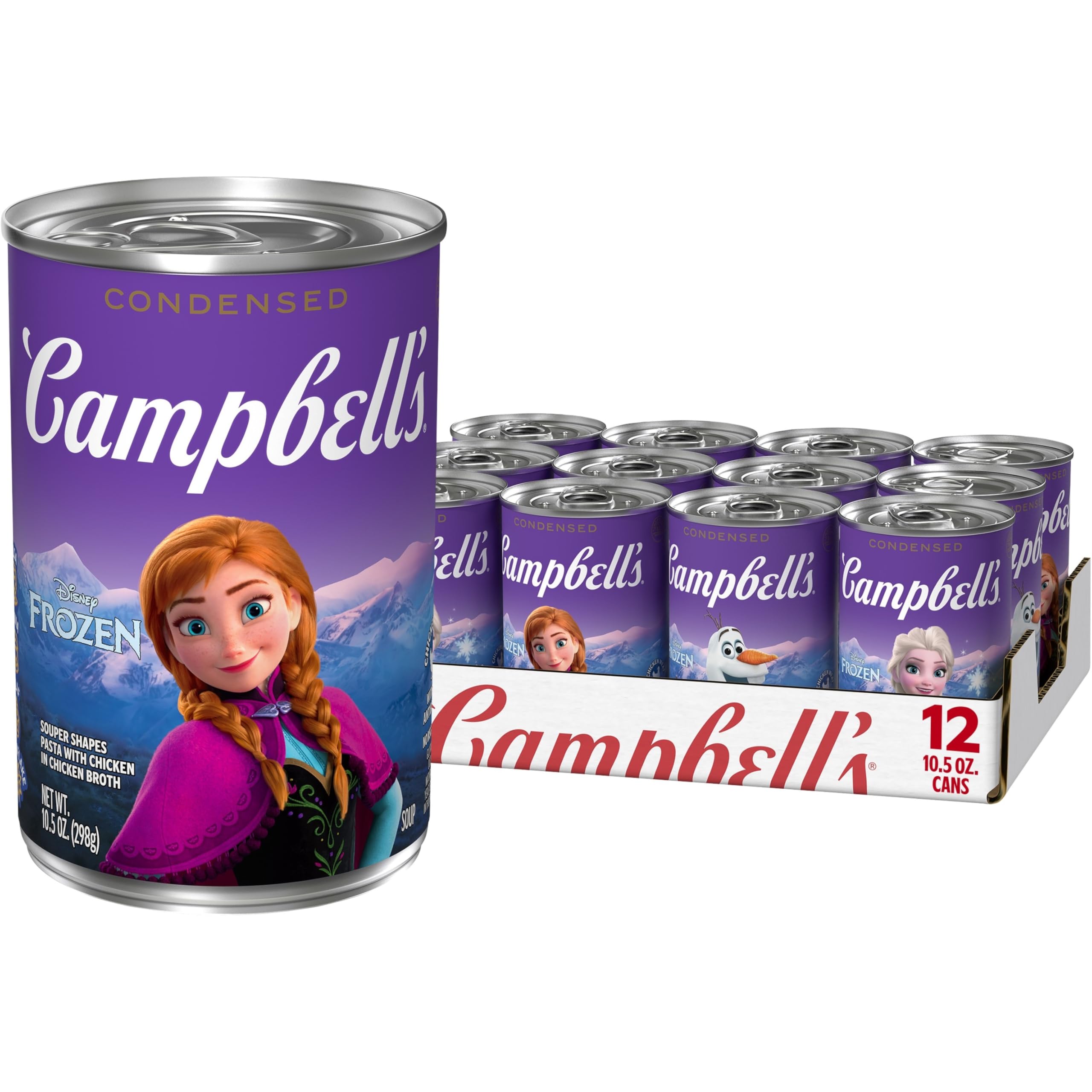 Campbell’s Condensed Kids Soup, Disney Frozen Souper Shapes Pasta With Chicken in Chicken Broth, 10.5 oz Can (12 Pack)