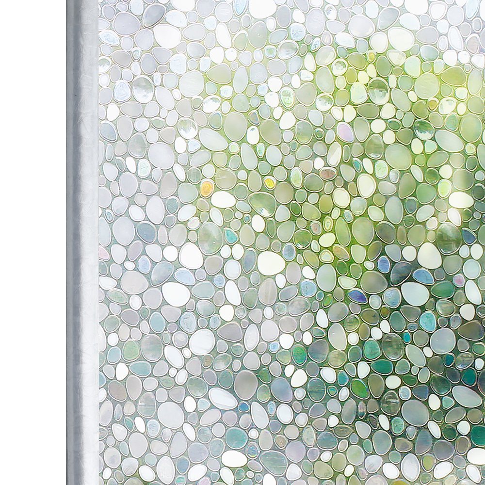 Homein Window Film Privacy, 3D Crystal Clear Pebble Decorative Stained Glass Window Film Removable Self Adhesive Door Sticker Static Cling Window Blind for Kitchen Office 17.5x78.7inches