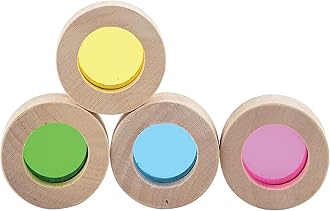 Constructive Playthings Color Mixing Wooden Blocks for Kids, 24-Piece Multicolor Set with Assorted Shapes, STEM Building Toys for Ages 12 Months+