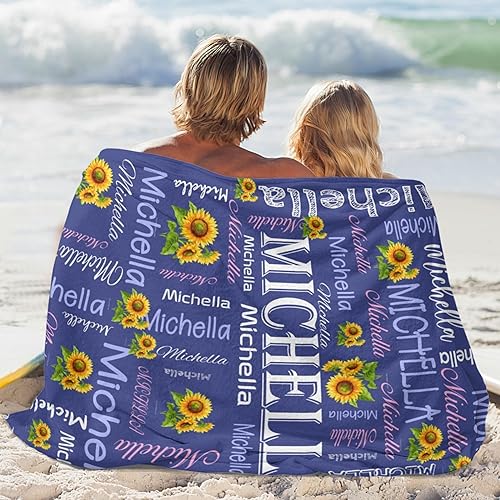 Miniatura 5 de Mantas personalizadas para niños, manta personalizada con nombre, texto, manta personalizada con nombre de girasol para mujeres y adultos, regalos