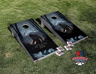 Bigfoot in The Woods Cornhole Board Vinyl Wrap Skins Laminated Sticker Set Decal