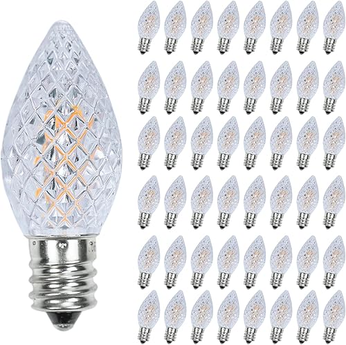 Miniatura 1 de Paquete de 50 bombillas LED C7 de Navidad, repuesto C7 luces LED de Navidad para exteriores, bombilla LED C7 inastillable para cadena de luces de