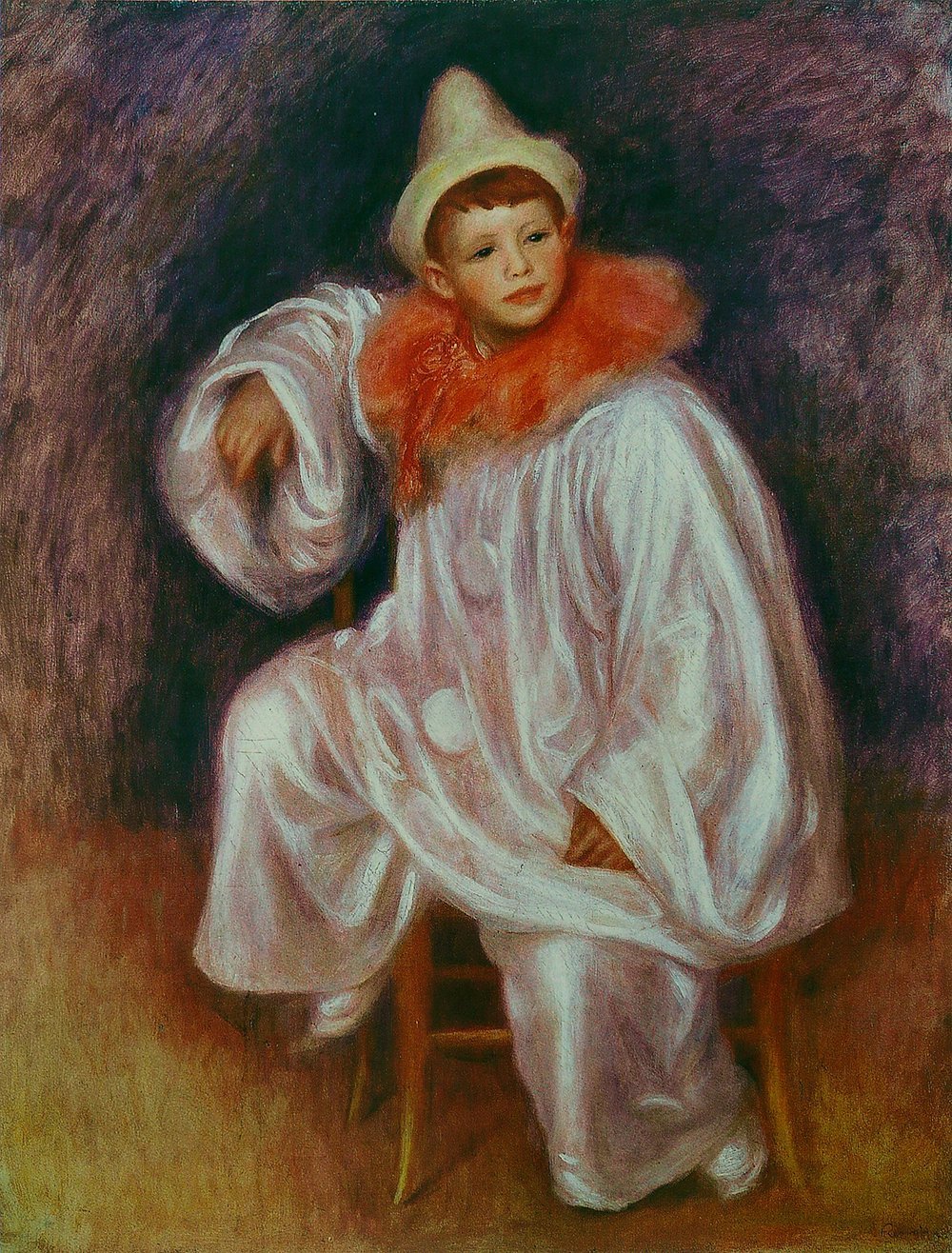 Cuadro Pierrot Blanc de Pierre Auguste Renoir, lámina decorativa mate mediana