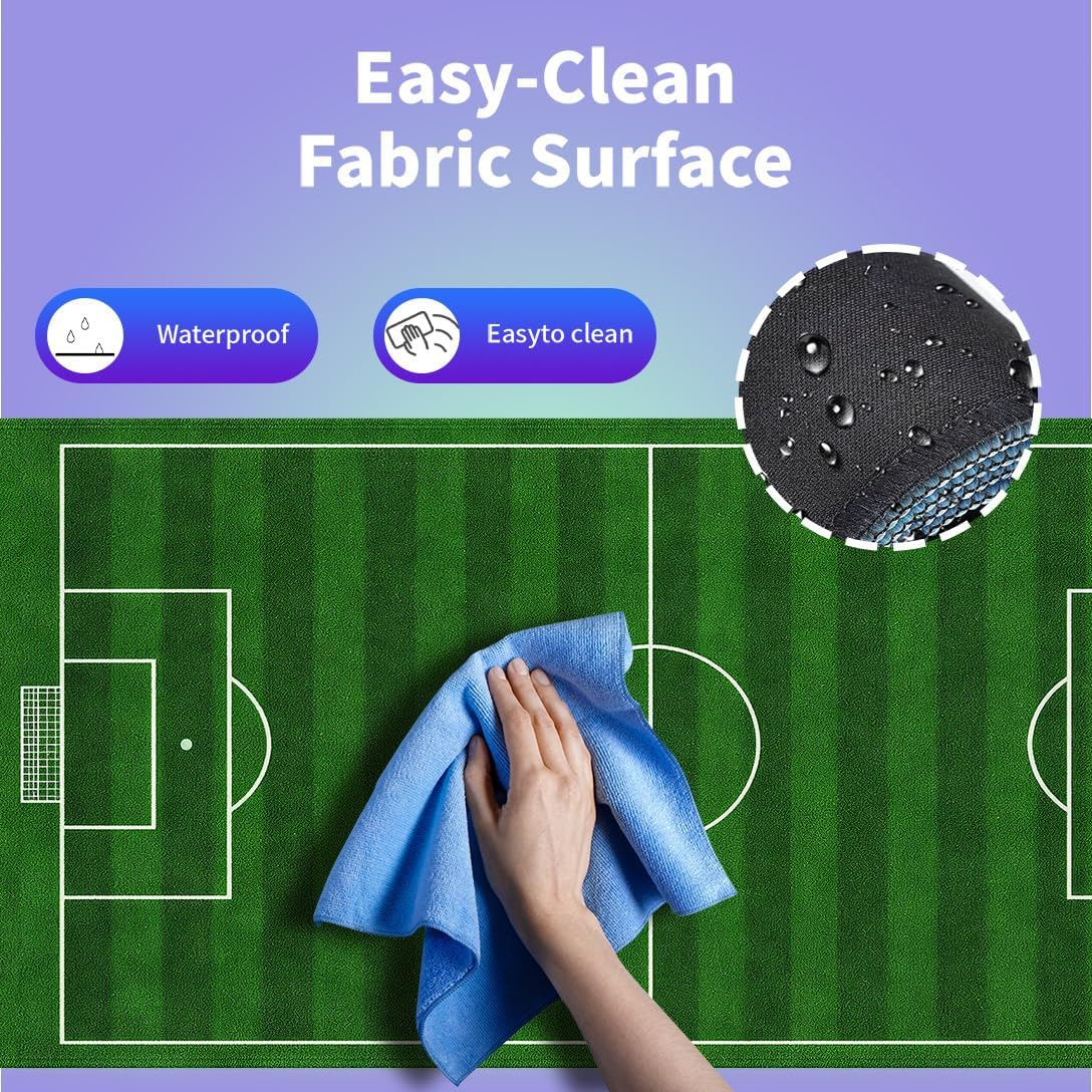 Large Gaming Mouse Pad (31.5" x 15.8") - Football Field Design Cool Green Soccer Course, Extra XXL Office Accessories, Premium Stitched Anti-Slip Office Desk Mat - Image 5