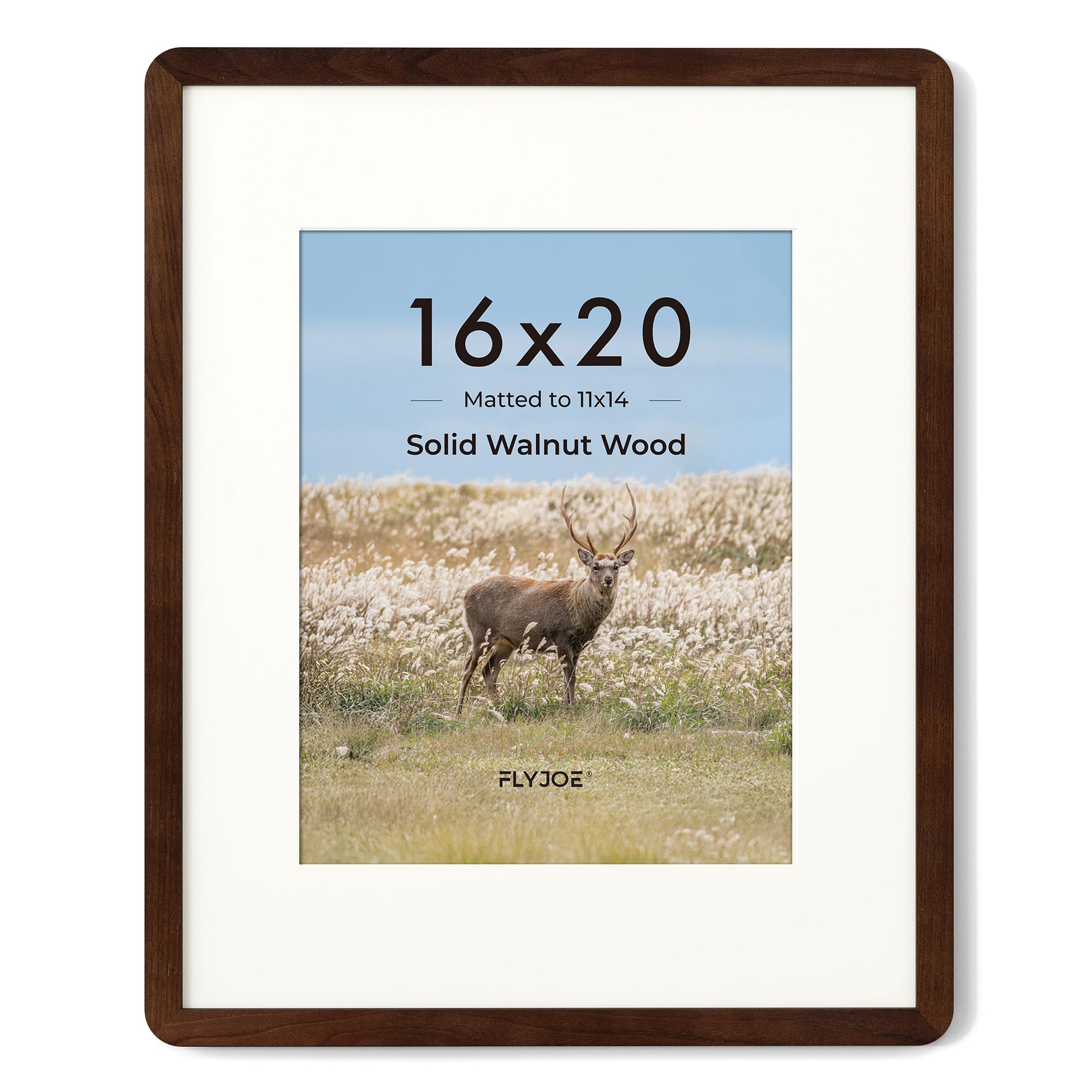 FLYJOE 16 x 20 Picture Frame Solid Walnut Wood