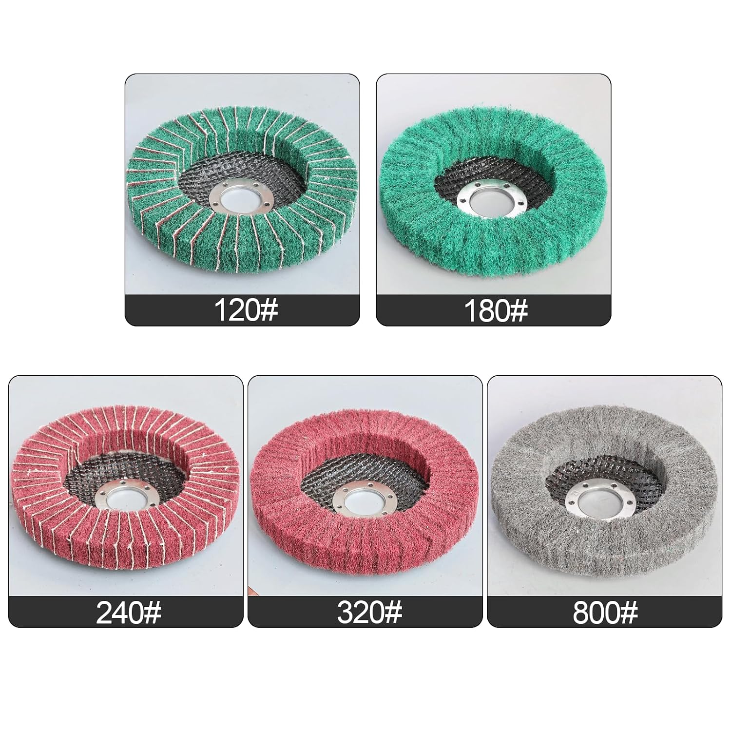 FPPO 5Pcs 4.5" x 7/8" Nylon Fiber Flap Disc Polishing Grinding Wheel,Scouring pad Buffing Wheel for Angle Grinder, Polishing Tools (Grit 120)