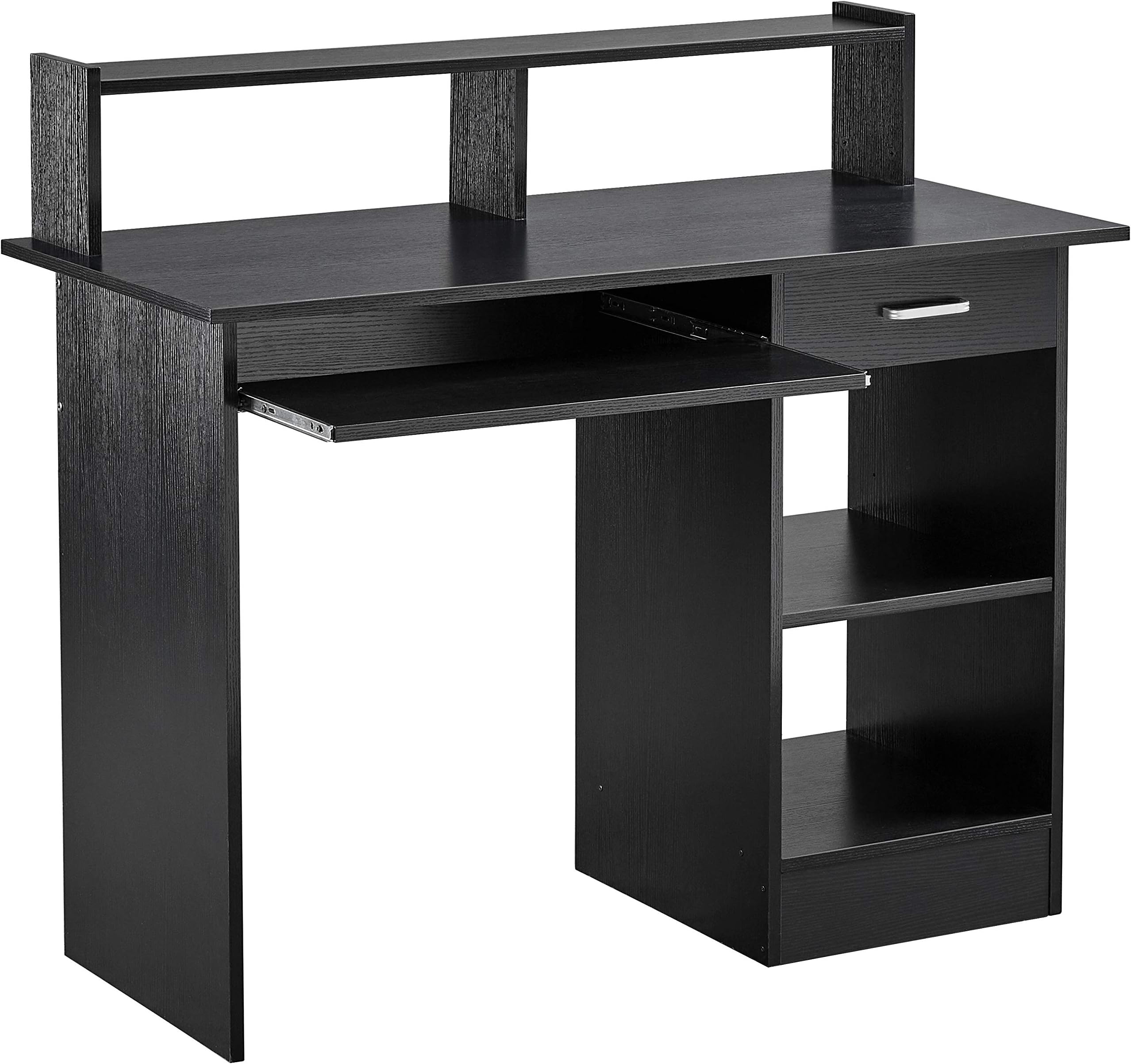 COSTWAY Computer Desk, Metal Frame Study Table Workstation with 2 ...