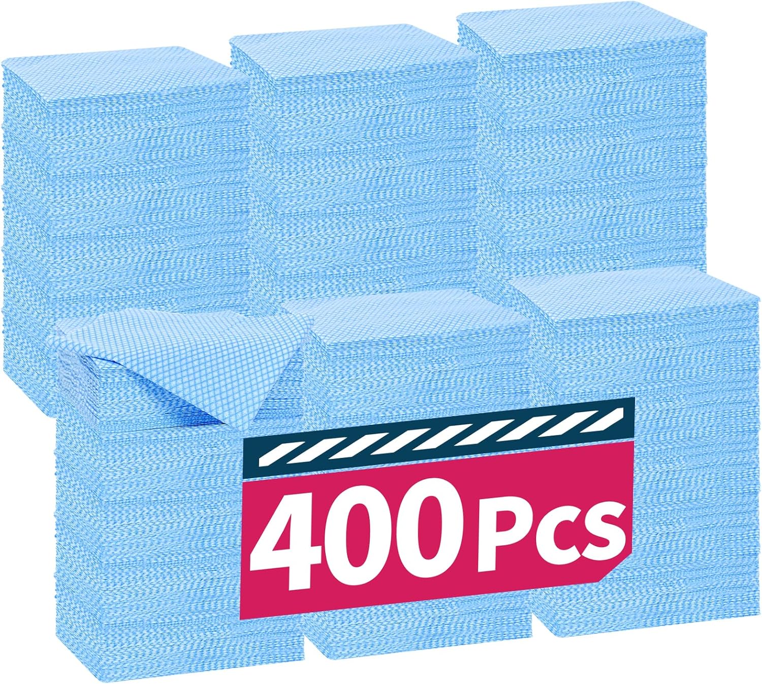 400 Pcs Disposable Cleaning Cloths and Dish Rags, Handi Wipes Reusable Dish Cloths for Washing Dishes, Disposable Cleaning Rags for Kitchen and Office(Blue)