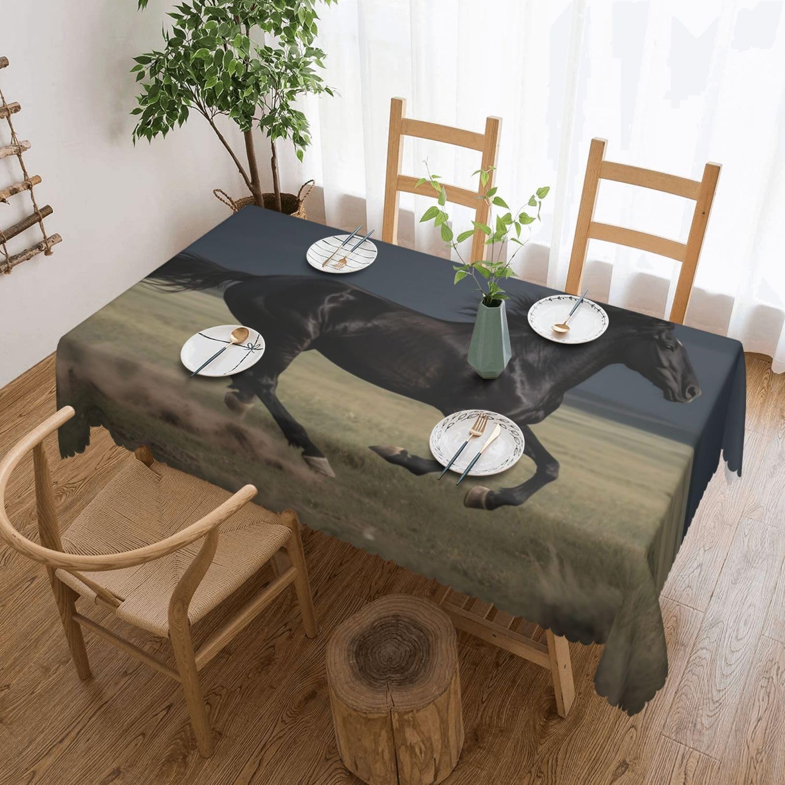 FekiLoot Rectangle Tablecloth 54 X 72 Inch, Classic Stain ‎Resistant Table Cloth Reusable Washable Table Cover Horse Tabletop Decor for Kitchen Dining Party Indoor Outdoor Use