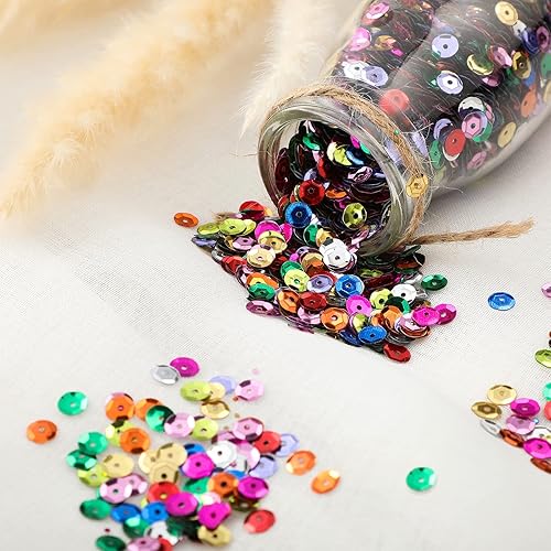 Miniatura 3 de 80000 Pcs Bulk Loose 6 mm Round Embroidery Sequins with Holes Rainbow Sequins for Crafts with Storage Box Spangles for Jewelry Making Sewing DIY