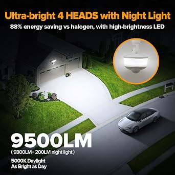 LUTEC 84W 9500LM LED Flood Lights Motion Sensor Outdoor Lights, White