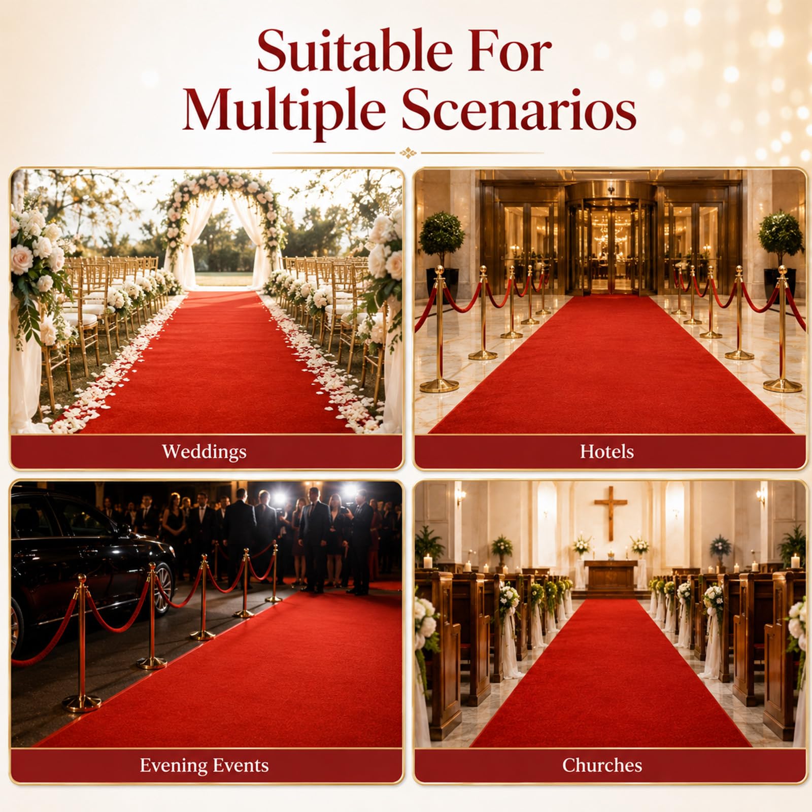 Tapis rouge - 1 x 10 m - 5,5 mm d'épaisseur - Pour mariage, événement, foire, fête, mariage, couloir - 10 m