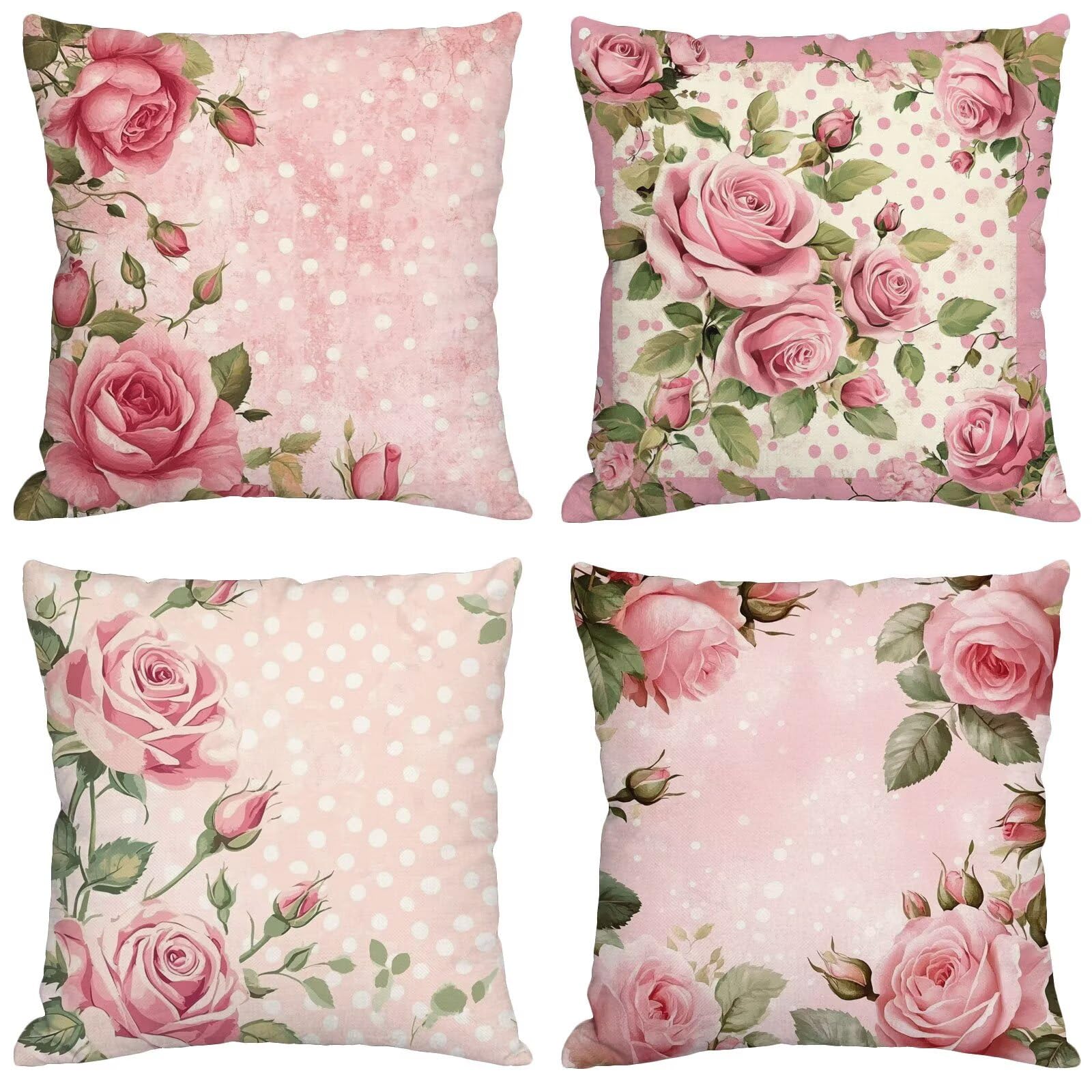 rosa Cuscini per Divano Esterno Giardino Cuscini per Divano Grandi 70x70 cm San Valentino Copricuscini Impermeabili Linoi Set di 4 Cuscino Decorativi per Interno/Esterno Balcone Patio Regalo Y-830