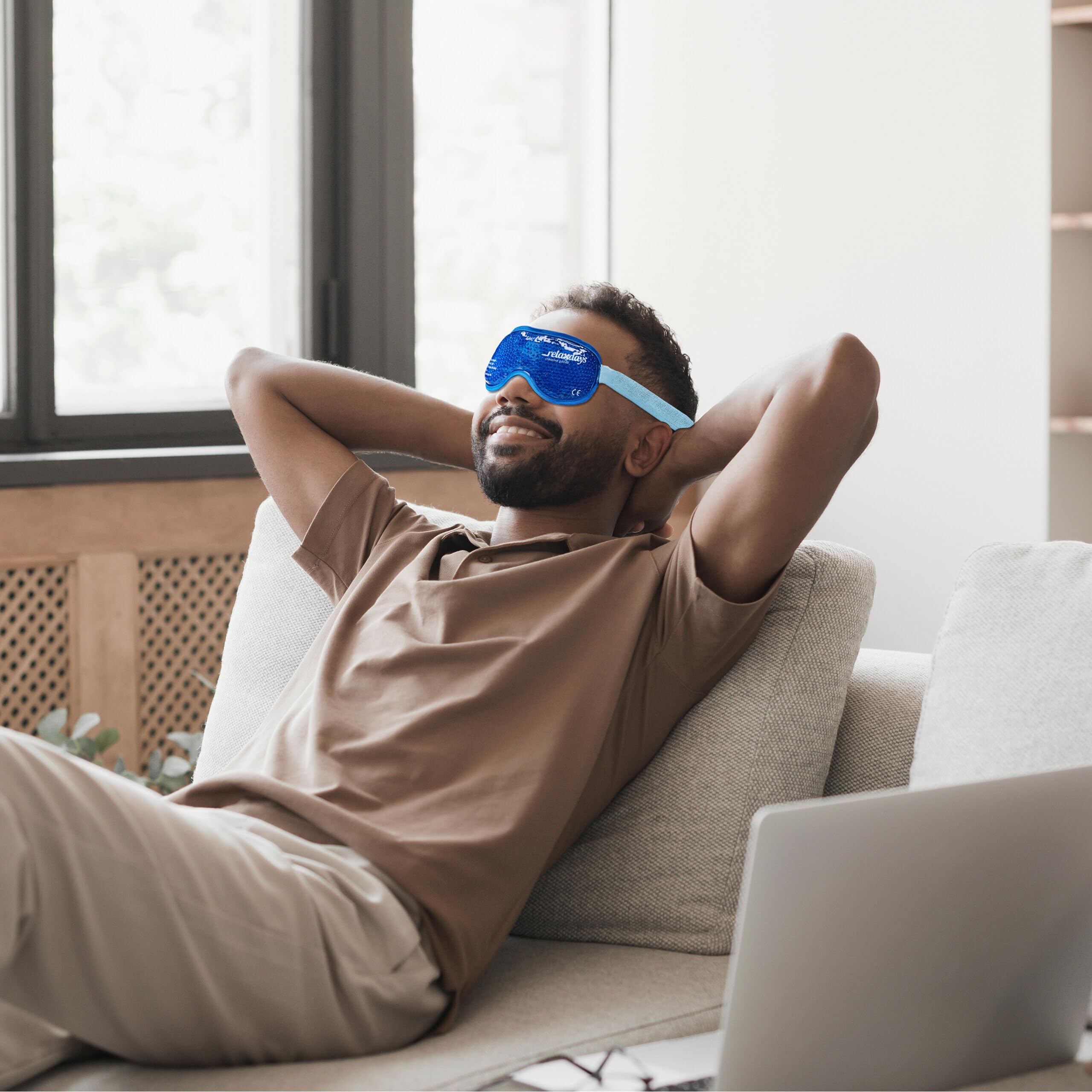 Relaxdays Maska chłodząca i rozgrzewająca, zestaw 2 sztuk, żelowe perły, maska chłodząca na oczy, okulary chłodzące z zapięciem na rzepy, niebieska