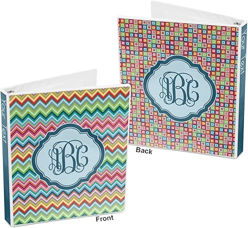 Miniatura 5 de Carpeta personalizada de 3 anillas con monograma de cheurón retro - 1 pulgada