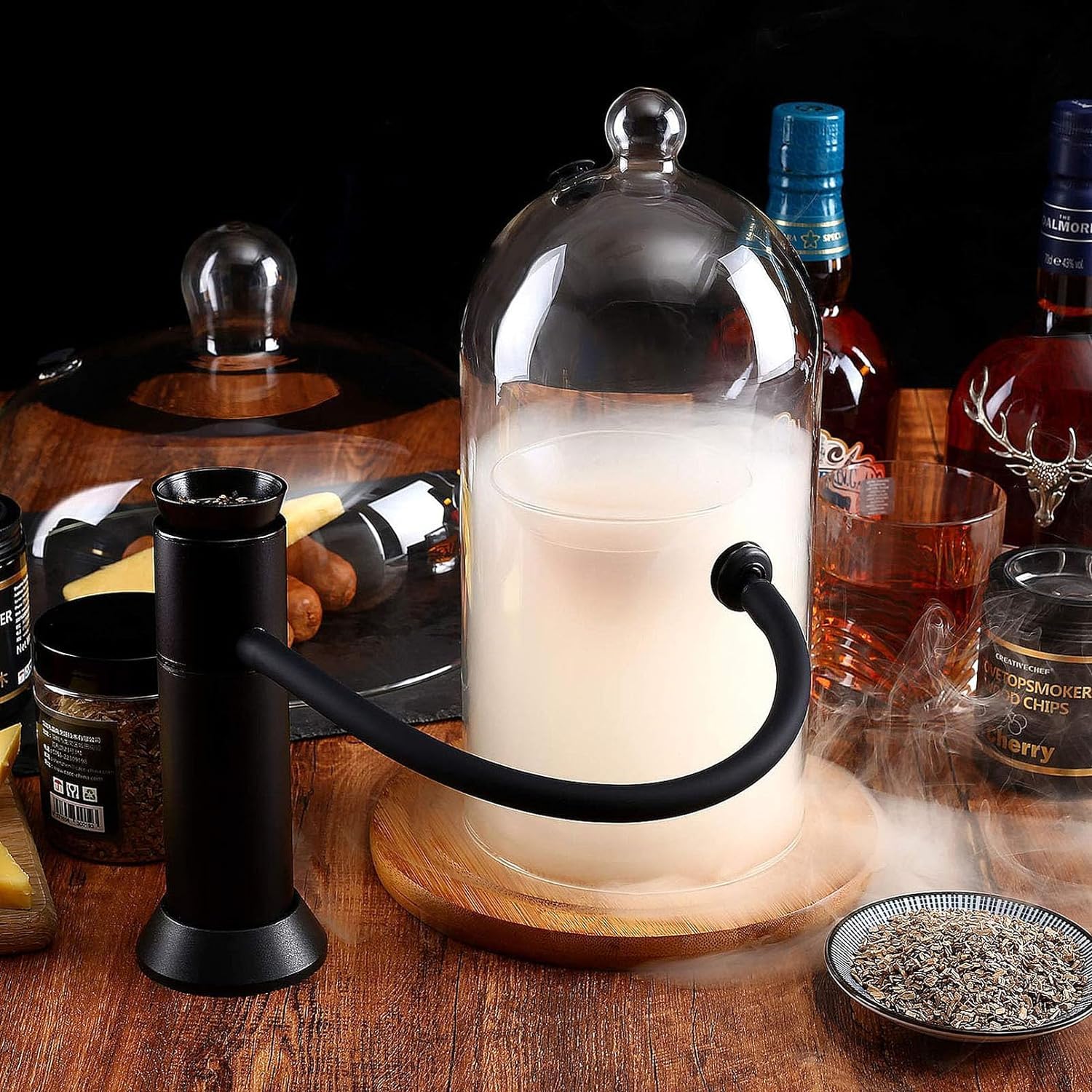 Smoking Gun Cocktail Infusor de Humo para Alimentos que Realza el Sabor de la Carne, Sous Vide, Barbacoa, Bebidas de Cocktail y Queso (Negro)