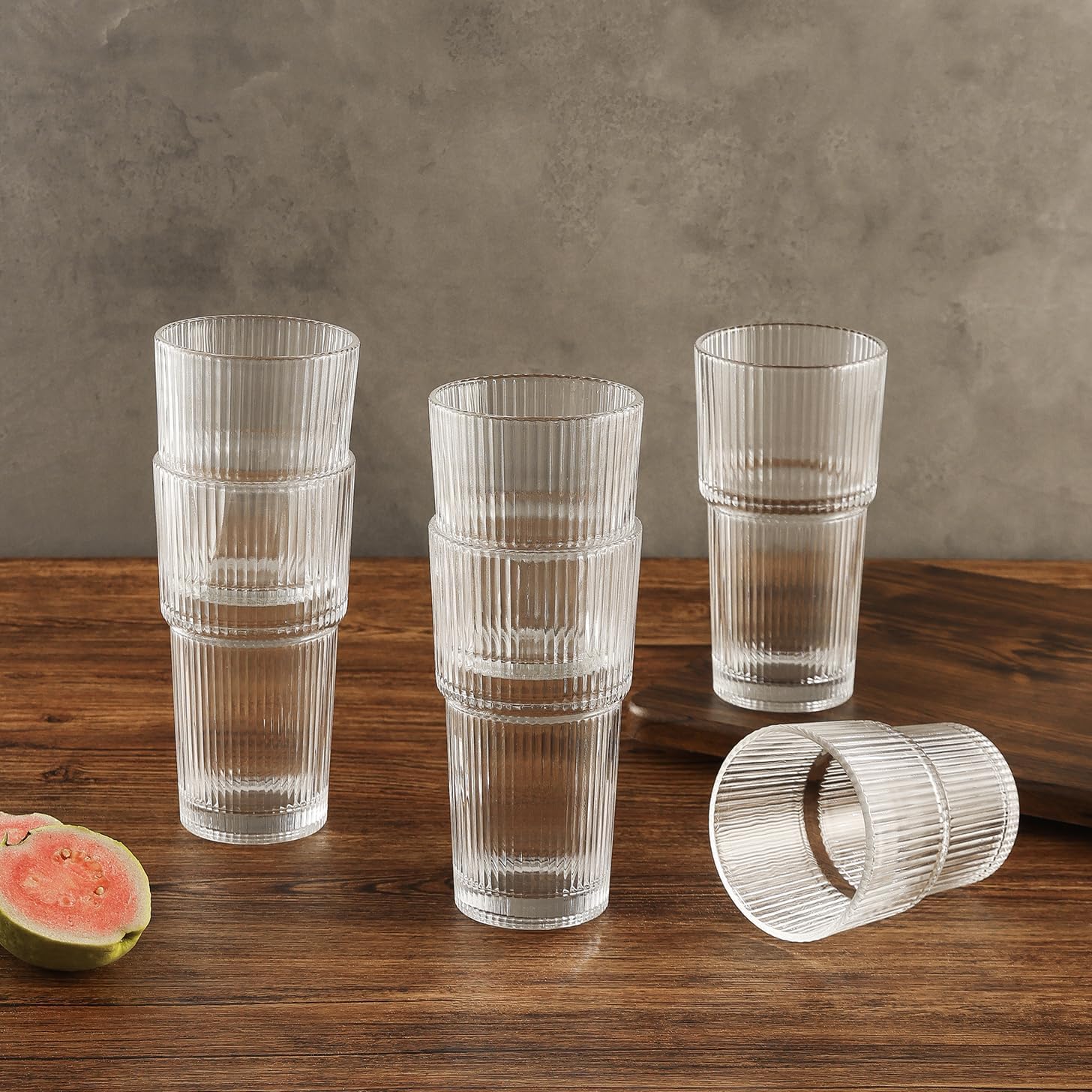 Ribbed Drinking Glasses with Lids & Straws, Leak-Proof 20oz and 15oz Glass Cups, 2PCS Glass Tumblers, Ideal for Home, Office, Outdoor Use - Image 7