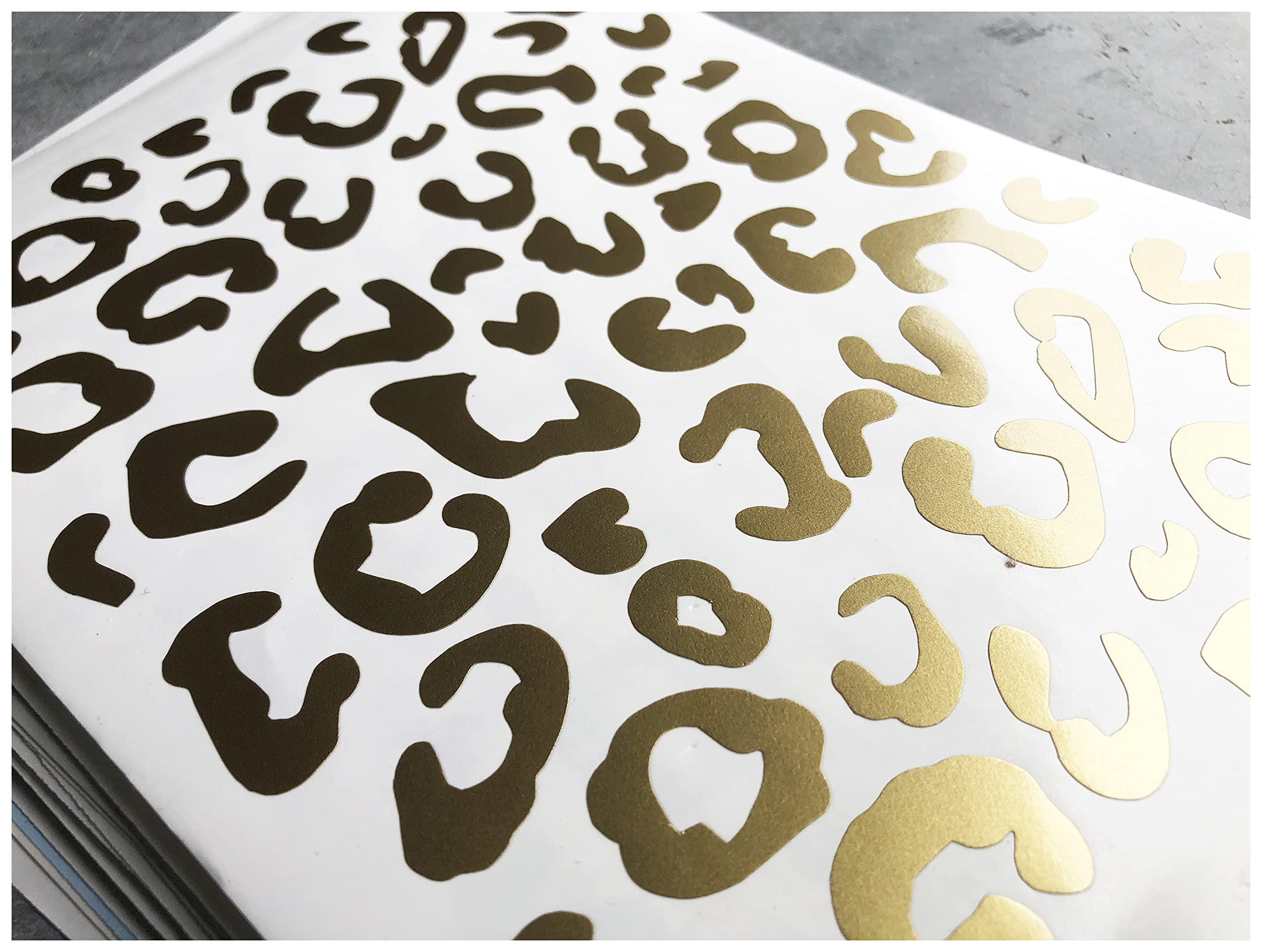 Leopard Print Gloss Premium Vinyl Die Cut Peel and Stick Stickers - A5 Gold