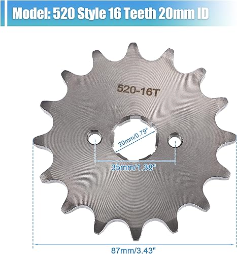 Miniatura 3 de X AUTOHAUX 1 juego de 520 estilos 16 dientes 0.787 in ID motocicleta piñón delantero para motocicleta 50cc 70cc 110cc 125cc motocicleta Dirt Pit
