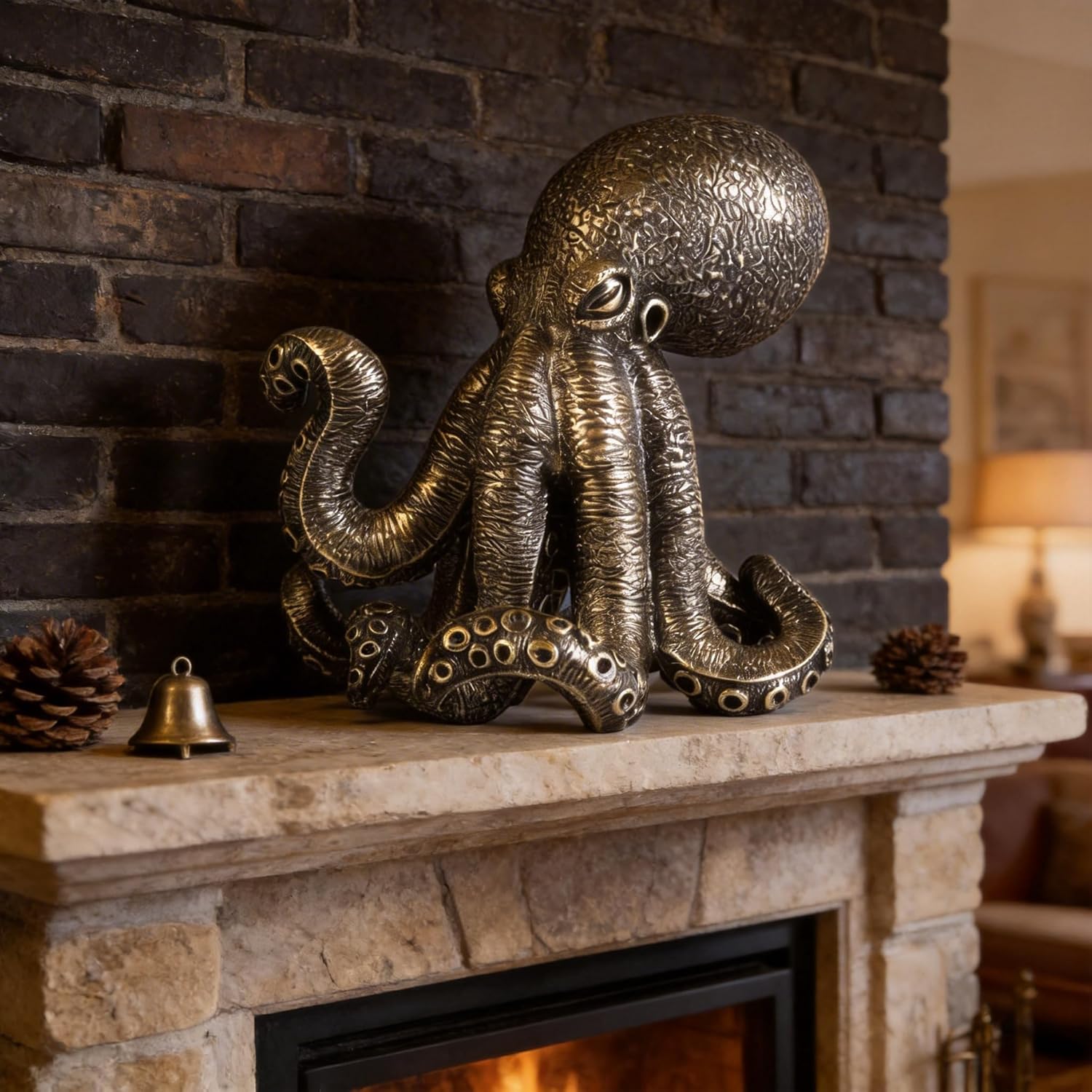 WUBIANJIE Black Octopus Decorative Sculpture, Modern Art Octopus Sculpture, Coastal-Themed Home Decor, Suitable for Office Bookshelves, Living Room Coffee Tables, and Entryway Decor. - Image 5