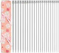 Conjunto de agulhas de tricô Hysagtek 11 pares, 22 peças, 14 polegadas de comprimento, aço inoxidável, kit de agulhas de tricô de ponta única em diferentes tamanhos, de 2,0 mm a 8,0 mm