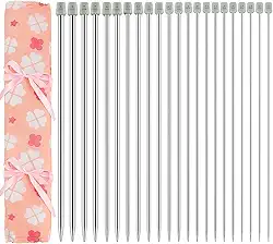 Conjunto de agulhas de tricô Hysagtek 11 pares, 22 peças, 14 polegadas de comprimento, aço inoxidável, kit de agulhas de tricô de ponta única em diferentes tamanhos, de 2,0 mm a 8,0 mm