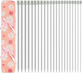 Conjunto de agulhas de tricô Hysagtek 11 pares, 22 peças, 14 polegadas de comprimento, aço inoxidável, kit de agulhas de tricô de ponta única em diferentes tamanhos, de 2,0 mm a 8,0 mm