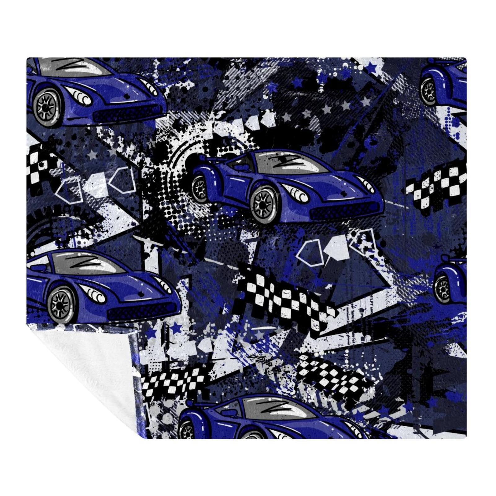 Couverture polaire microfibre Grunge douce pour lit, plaid bleu de voyage 150x200