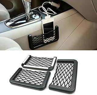 Car Mesh Bags - Say Goodbye to Messy with 6 Adhesive Mesh Bags 3.2" x 6.35cm for Your Car, Perfect for Storing Essential Items Like Hair Clips and Cigarettes, Easy to Install and Portable(3 Pack)