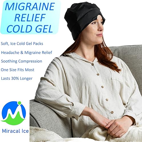 Miniatura 4 de The Original Miracal Ice - Gorro para aliviar el dolor de cabeza, gorro para aliviar el dolor de cabeza y migraña, compresa fría, terapia de frío