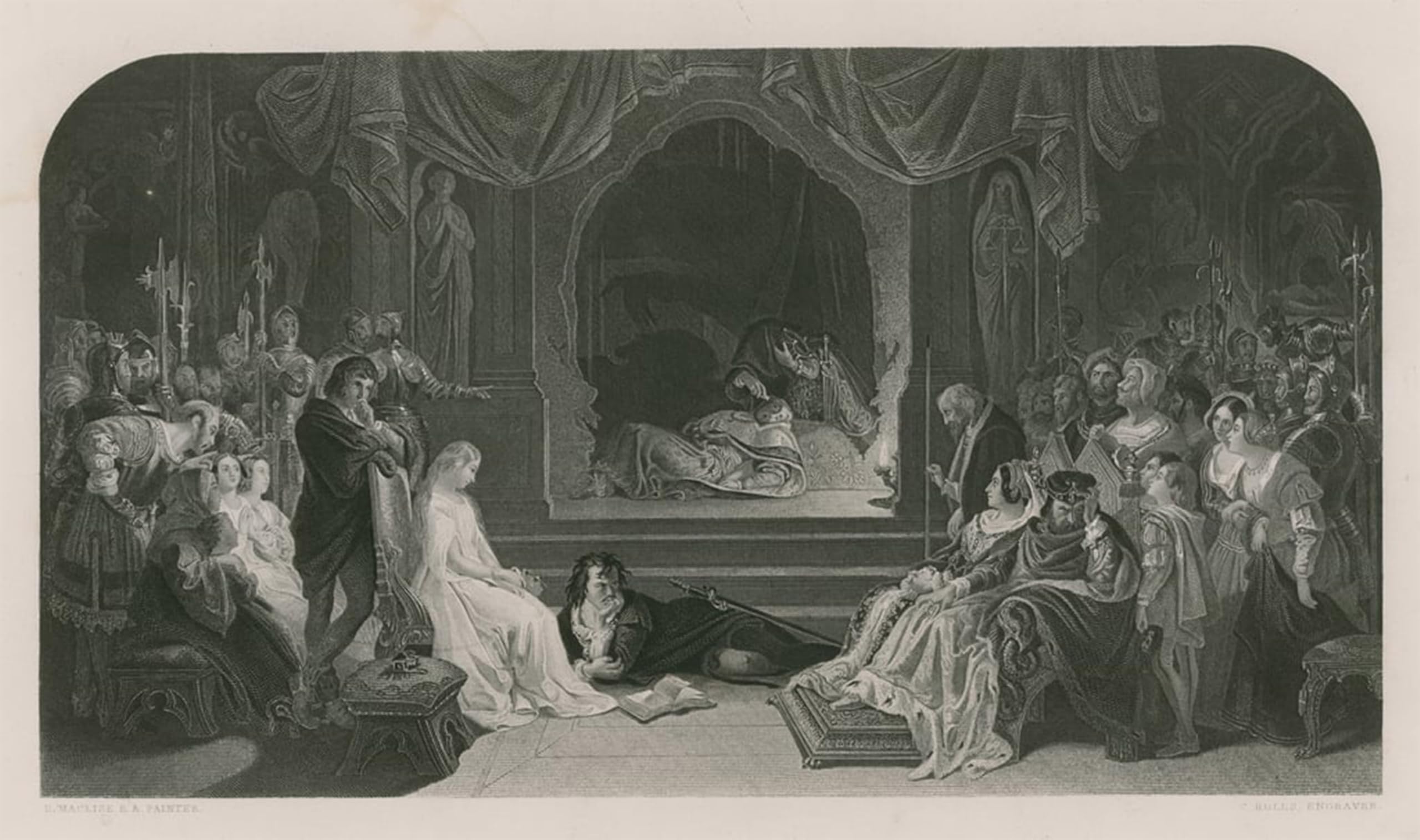 ARTXLXXBN Famous Painting Canvas Artwork Graffiti Print Hamlet by Daniel Maclise Portrait Canvas Image for Home Decor 60x90cm